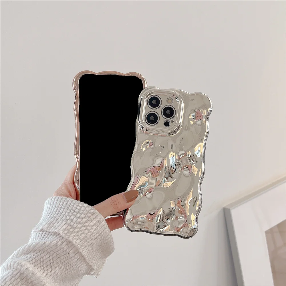 Electroplated Meteorite Patterned Phone Case for IPhone 15 14 13 12 11 15 Pro Max luxury gloss Soft Tpu Casing Solid Color Cover