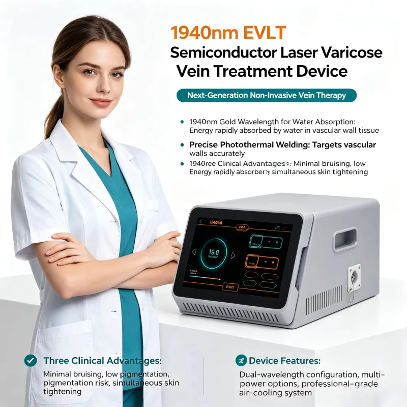 1940nm EVLT Diode Laser Machine for Varicose Vein Removal Virtually Bruise-Free Endovenous Laser Treatment Precise Safe