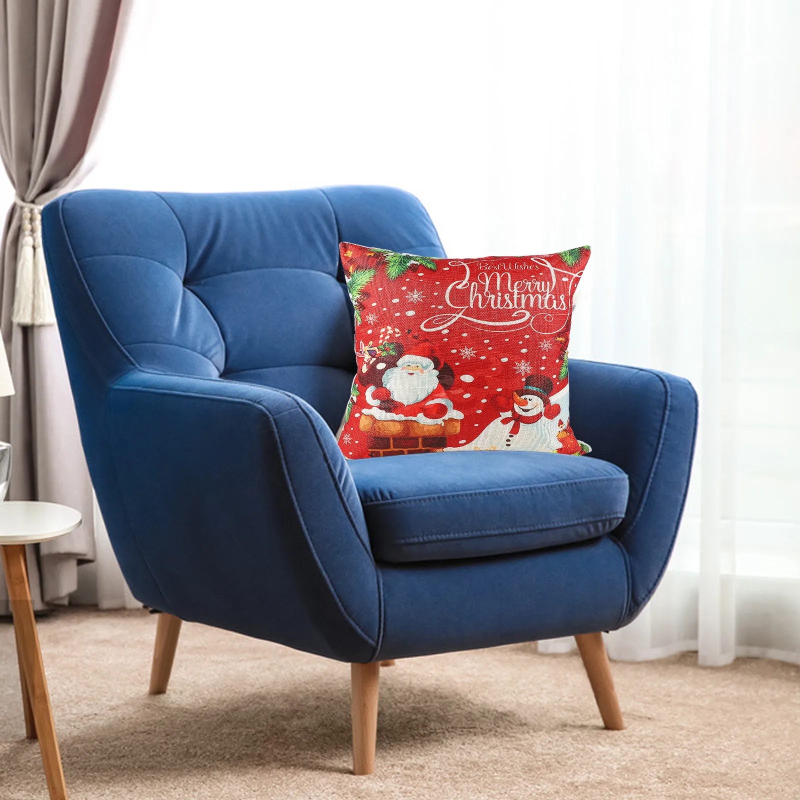 

Новогодние декоративные наволочки из льна для диванных подушек, моющиеся, с длительным сроком службы, для домашнего декора, рождественские чехлы