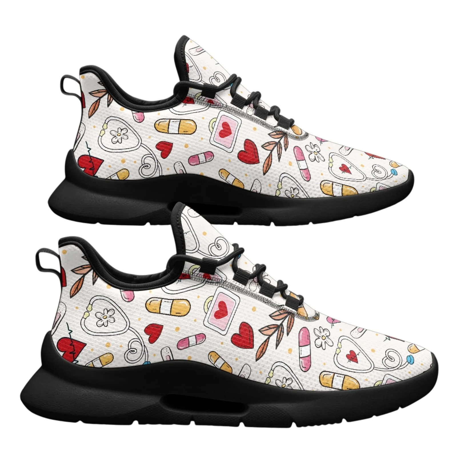 PENSTROLL Nurse Medical Floral Lightweight Classic Walking Shoes Stylish Footwear for Men Outdoor Business