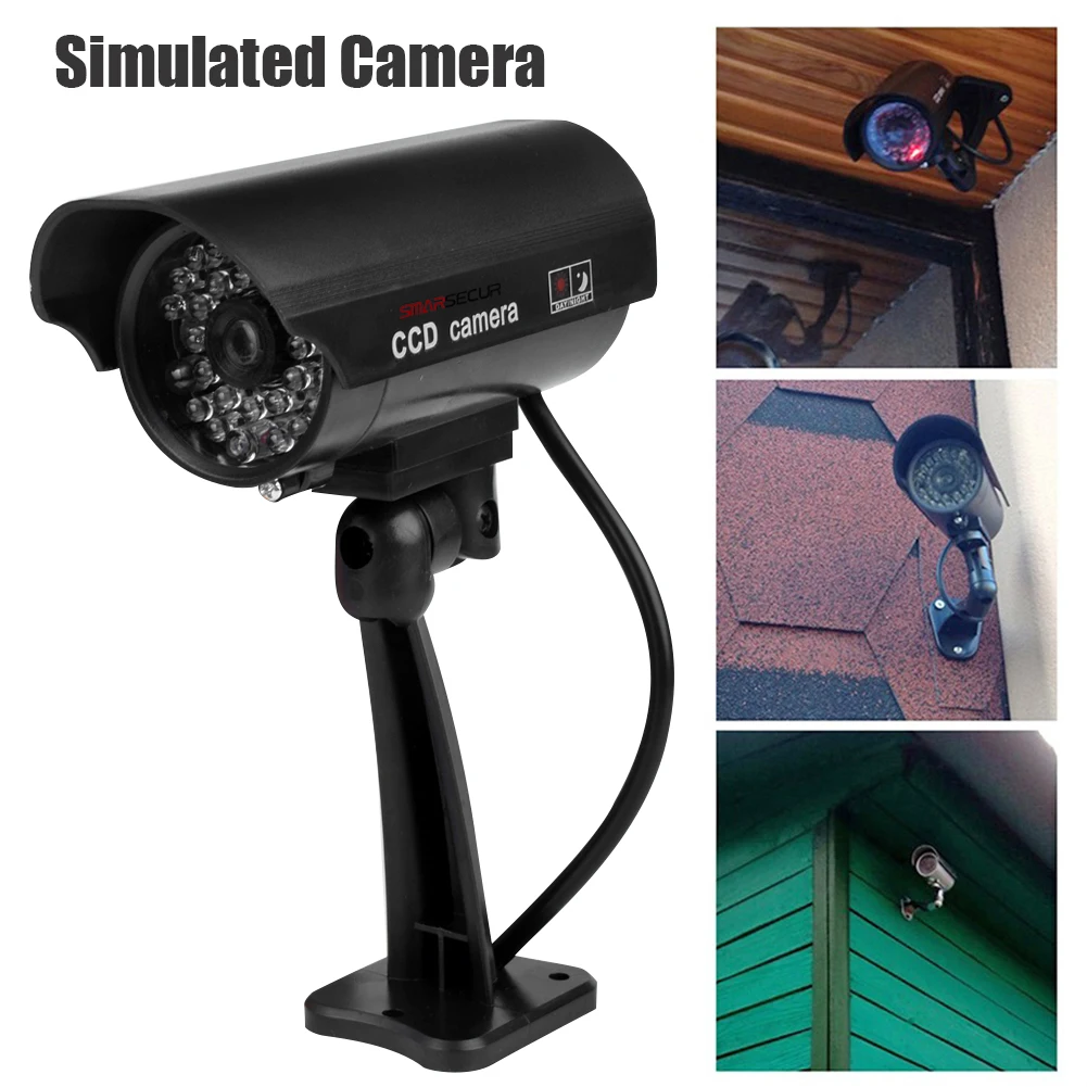 Falsa telecamera di sorveglianza di sicurezza interna per esterni Proiettile ABS Ingegneria Staffa in plastica Simulazione Telecamera fittizia 160x124x85mm