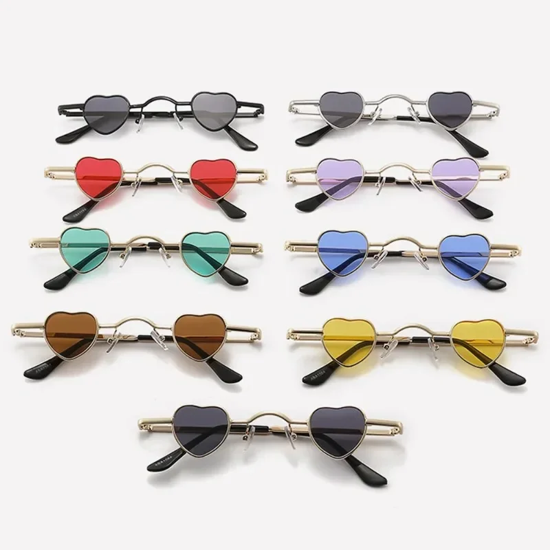 Metal Frame Eyewear Heart-Shaped Hip Hop Shades Uv400 Sun Glasses Metal Frame Heart Shaped Sunglasses For Fashion Shows Everyday