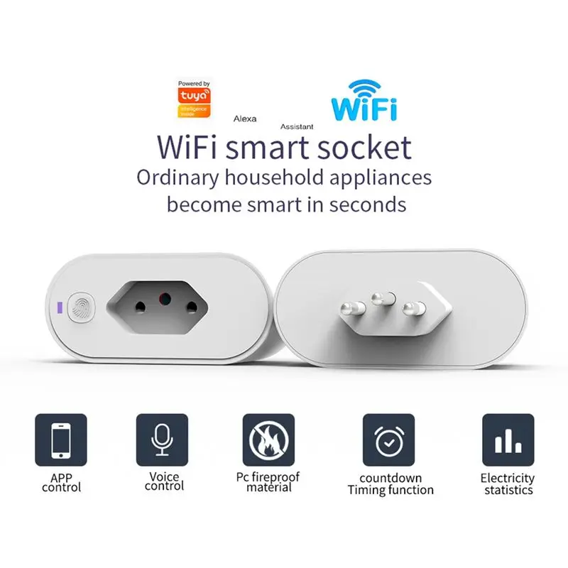 A19F-Wifi Smart Plug Socket Automate APP Voice Control Timer/ Voltage Measurement Function 16A Socket BR Plug