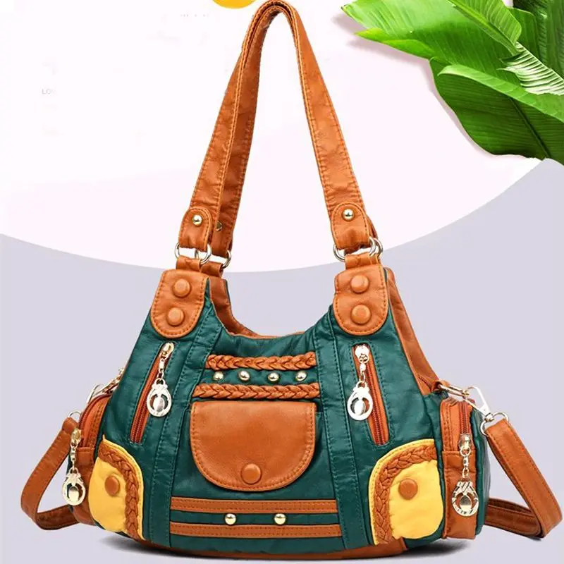 

Original Designer Brand Bag New Leather Collision Color Shoulder Cross Body Large Capacity Leisure Bags for Women