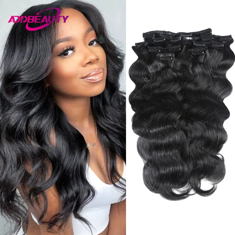 Body Wave Clip in Hair Extensions Real Human Hair 7Pcs Remy Human Hair Clip in Extensions for Women Natural Human Hair Extension