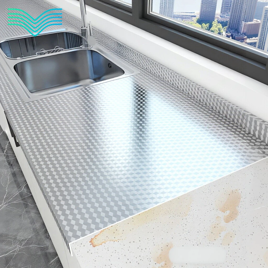 Aluminum Foil Self Adhesive Kitchen Wall Sticker Fireproof High Temp Resistant Waterproof Oil Proof Wallpaper for Stove