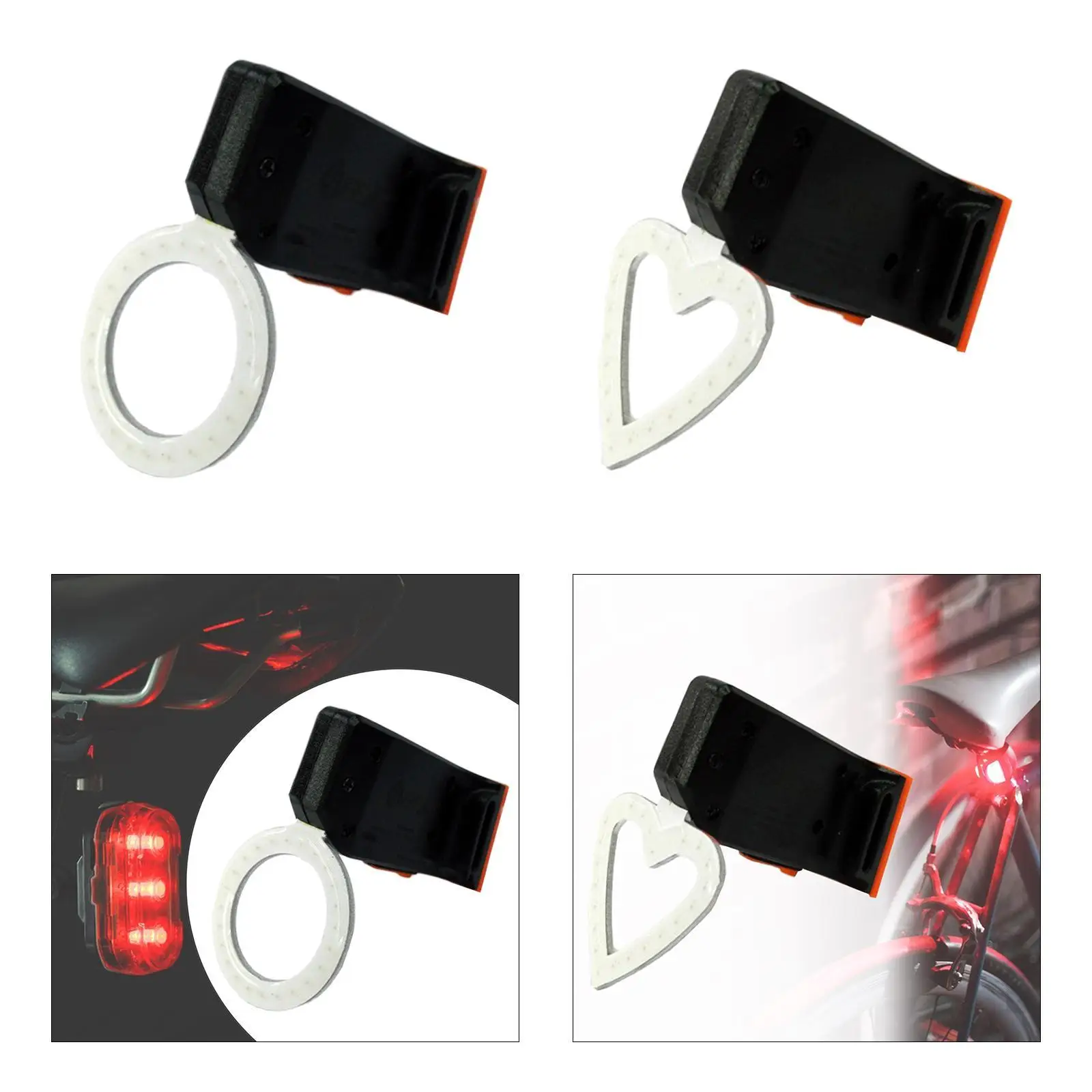 LED Bike Tail Light Heart Rechargeable Rear Bike Light for Women Kids Adults