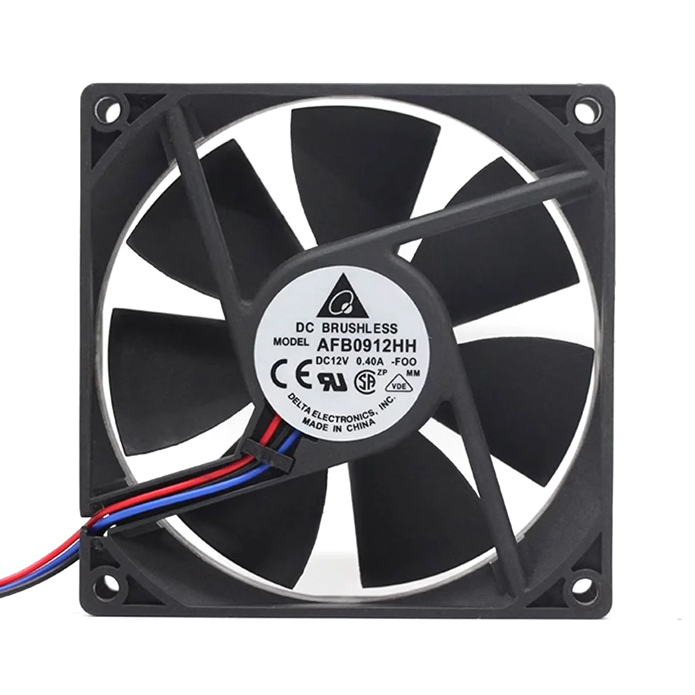 Original delta AFB0912HH FOO 92*92*25MM 90x90x25mm DC12V 0.40A Case Cooling Fan 67.92CFM 4500RPM 2 wires 3 wires