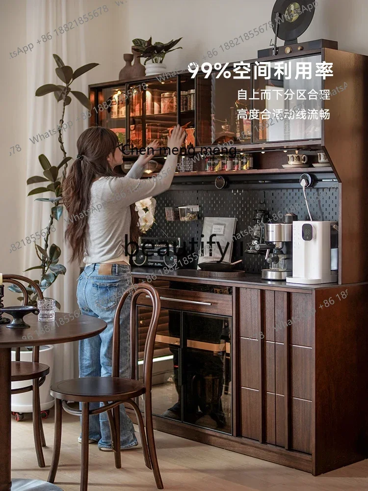 zqxFrench side cabinet integrated storage against the wall solid wood living room coffee cabinet retro wine cabinet