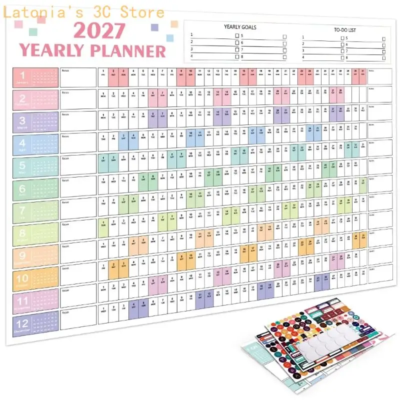 2027 Planning Calendar Poster with Monthly Chart and Writing Room X3UB