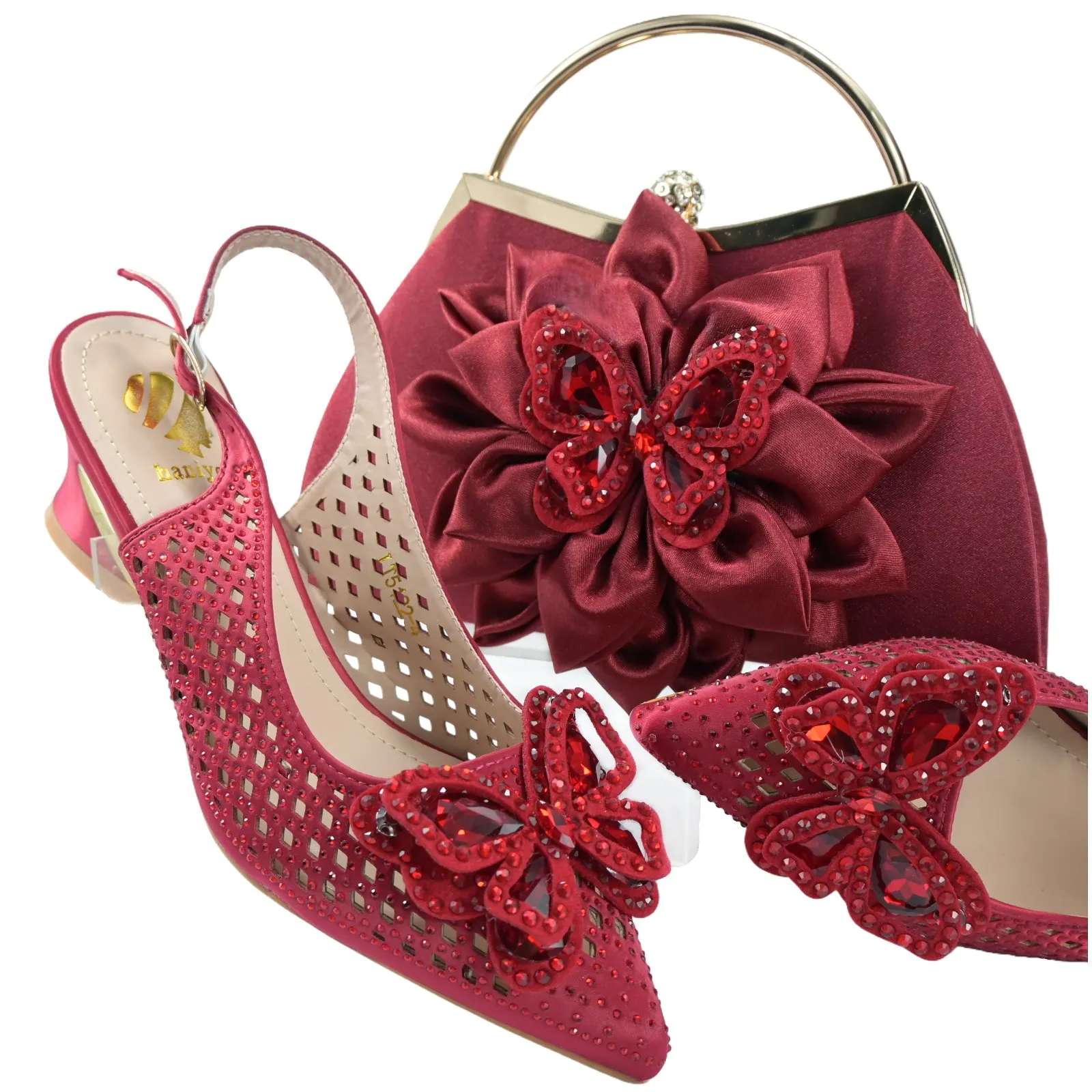 

Осенний модный комплект из туфель и сумки из искусственной кожи с стразами, элегантные туфли на низком каблуке и сумка в тон для вечеринок в нигерийском стиле.