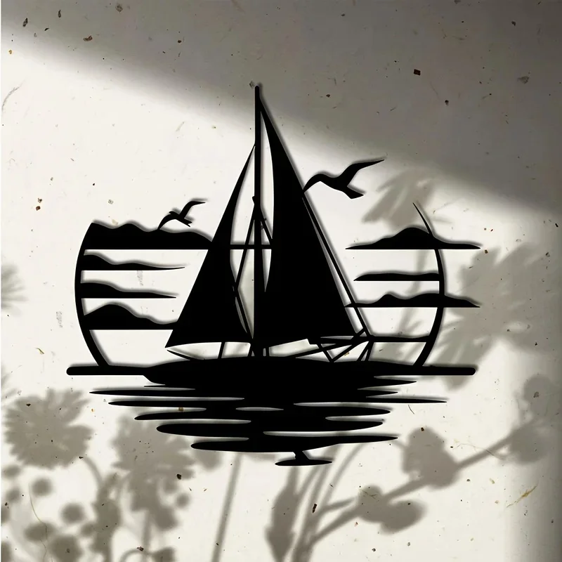 1pc Large Sailboat Metal Wall Decoration Heavy Duty Iron Structure