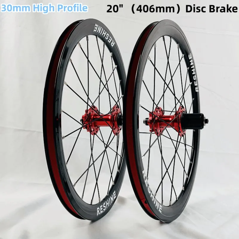 Bicycle Disc Brake Wheelset Folding 20 Inch Wheelset 406 Disc Brake 30 High Aluminium Rims Aluminium Hubs 5 Perrin 180 Rattle