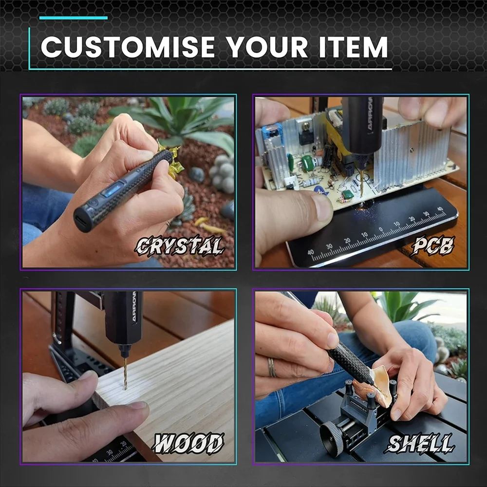 

TXF【Reliable】 DC5 Mini Electric Drill Carbon Fibre Body Rechargeable Cordless Drill for Crafts Wood Plastic Aluminium Coin