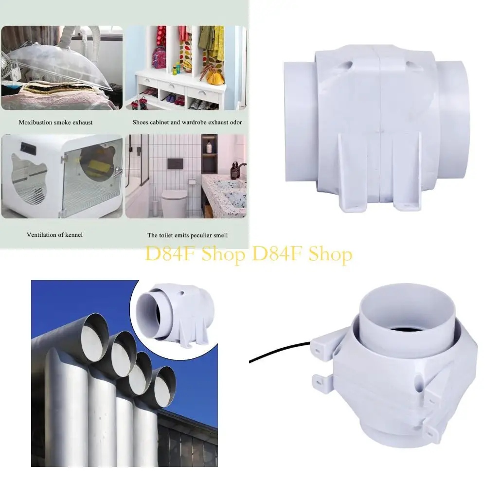 

D84F 4inch Extractors Fan Low Noise Inline Duct Hydroponic Air Blower Exhaust Fan
