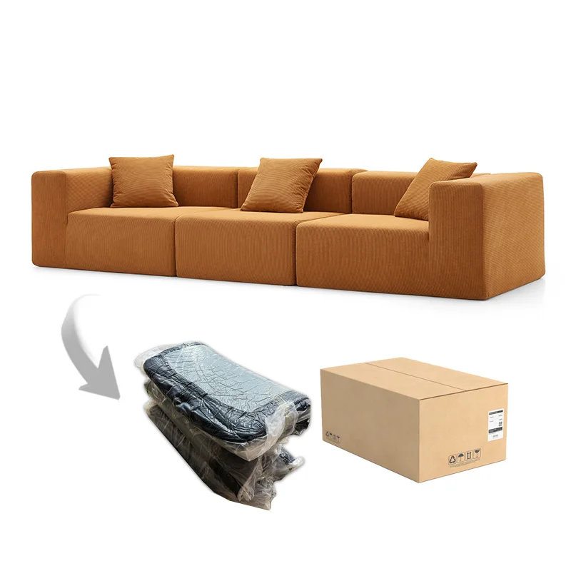 Anpassbares 3-Sitzer Komprimiertes Sofa Samts chwamm Couch Langlebiges, komfortables Wohnzimmer Modulares Set Stoffs ofa für