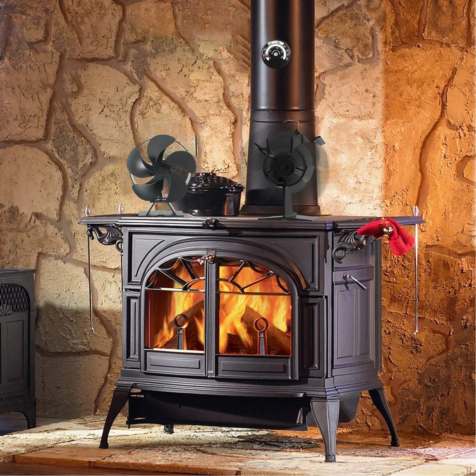 Calor alimentado fogão fã calor alimentado fogão ventiladores superiores fogo lugar ventiladores sem eletricidade necessária para pelota/madeira log queimador lareira