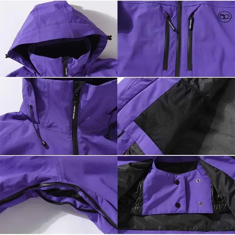 2025 Giacche da sci Abbigliamento da neve femminile Antivento Capispalla da uomo Donna Sport invernali Top da sci Cappotti da snowboard all'aperto con cappuccio
