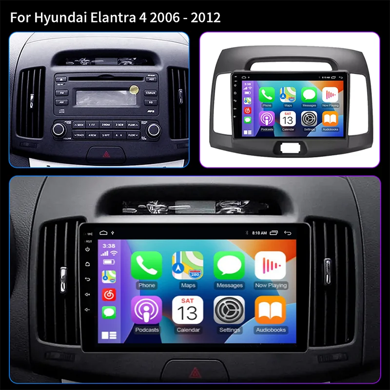 Android 15 Car Radio For Hyundai Elantra 4 HD 2006 - 2012 Multimedia Stereo Video Player GPS NAVI Head Unit QLED 4G WIFI BT 2DIN