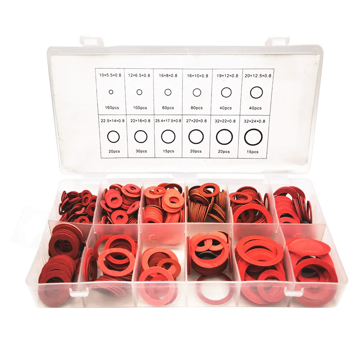 

600PCS Red Fiber Washers, Insulating Vulcanized Paper Flat Gaskets Sealing Rings for Electrical Mechanical thickness 0.8mm
