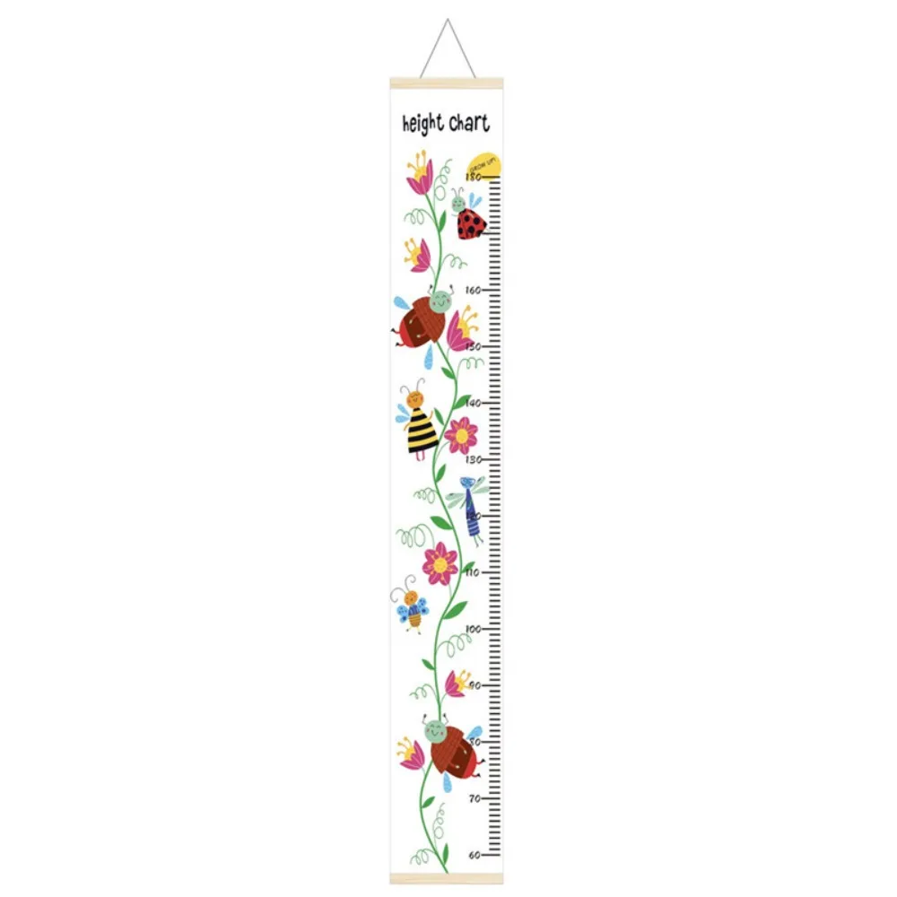 Wall Hanging Children Height Measuring Rulers with Frame Roll Up Height Measure Chart Decorative Wooden Baby Growth Chart