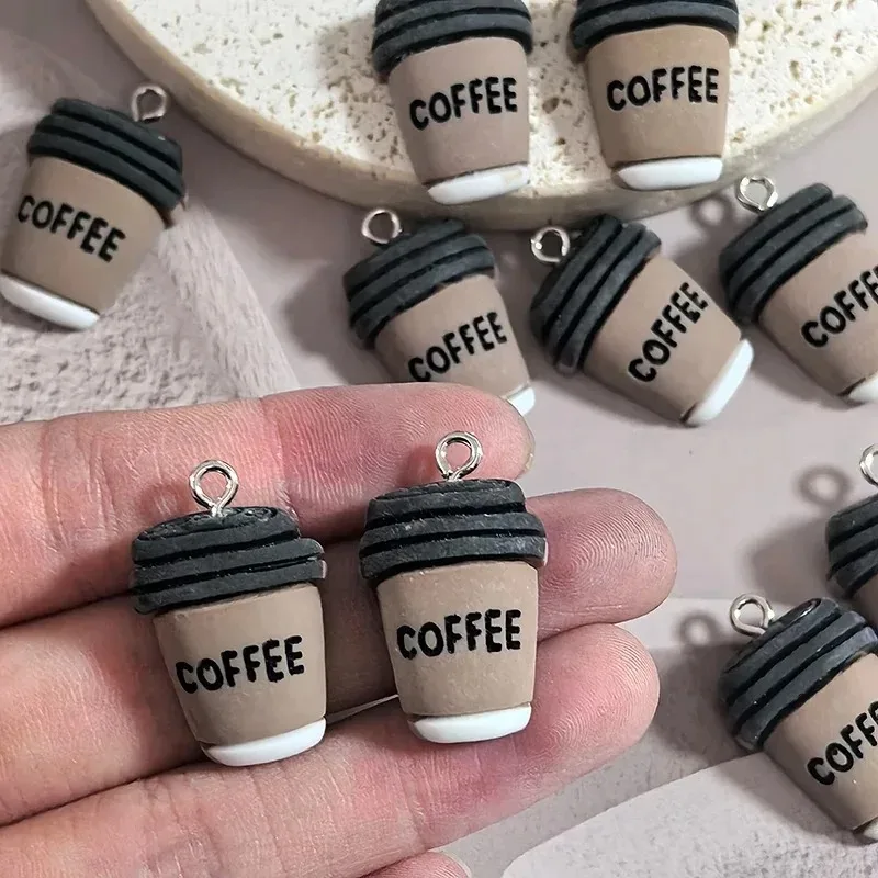 10Pcs Retro Coffee Bottle Flatback Resin Charms Vintage Drink Bottle Pendants DIY Craft Supplies for Earrings Keychains
