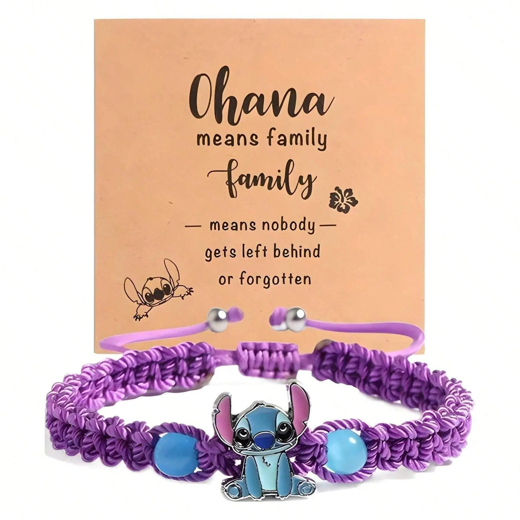 

Stitch Hand-Woven Bracelet, Elegant Cute Animal Theme, February Birthstone, Weave Material, Ideal for Daily Wear & Gift-Giving