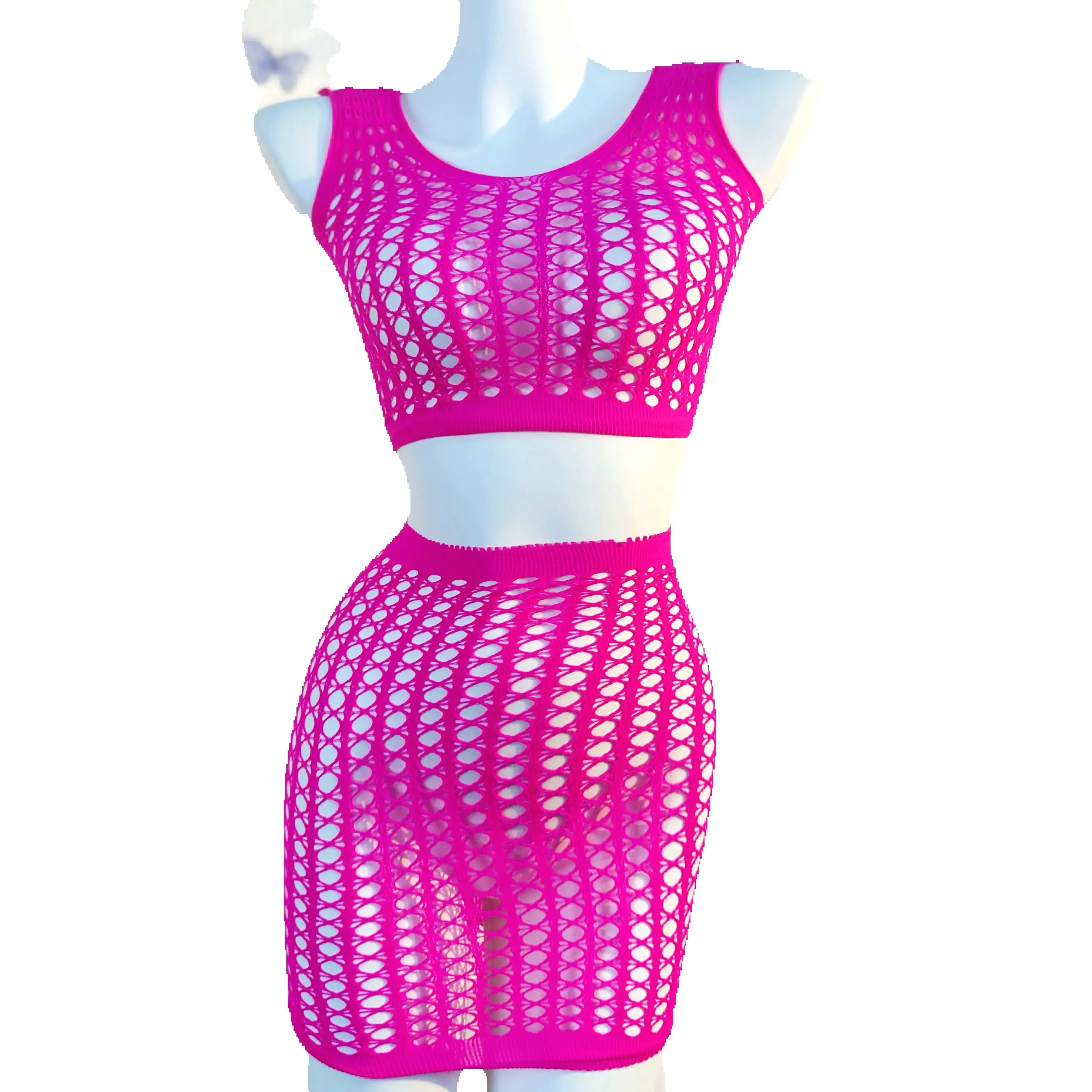 1 Set  Sexy Women Fishnet Cover Ups Hollow Out Bodycon Women's Swimwear See through Tassel Dress without Bikini Beachwear DS523