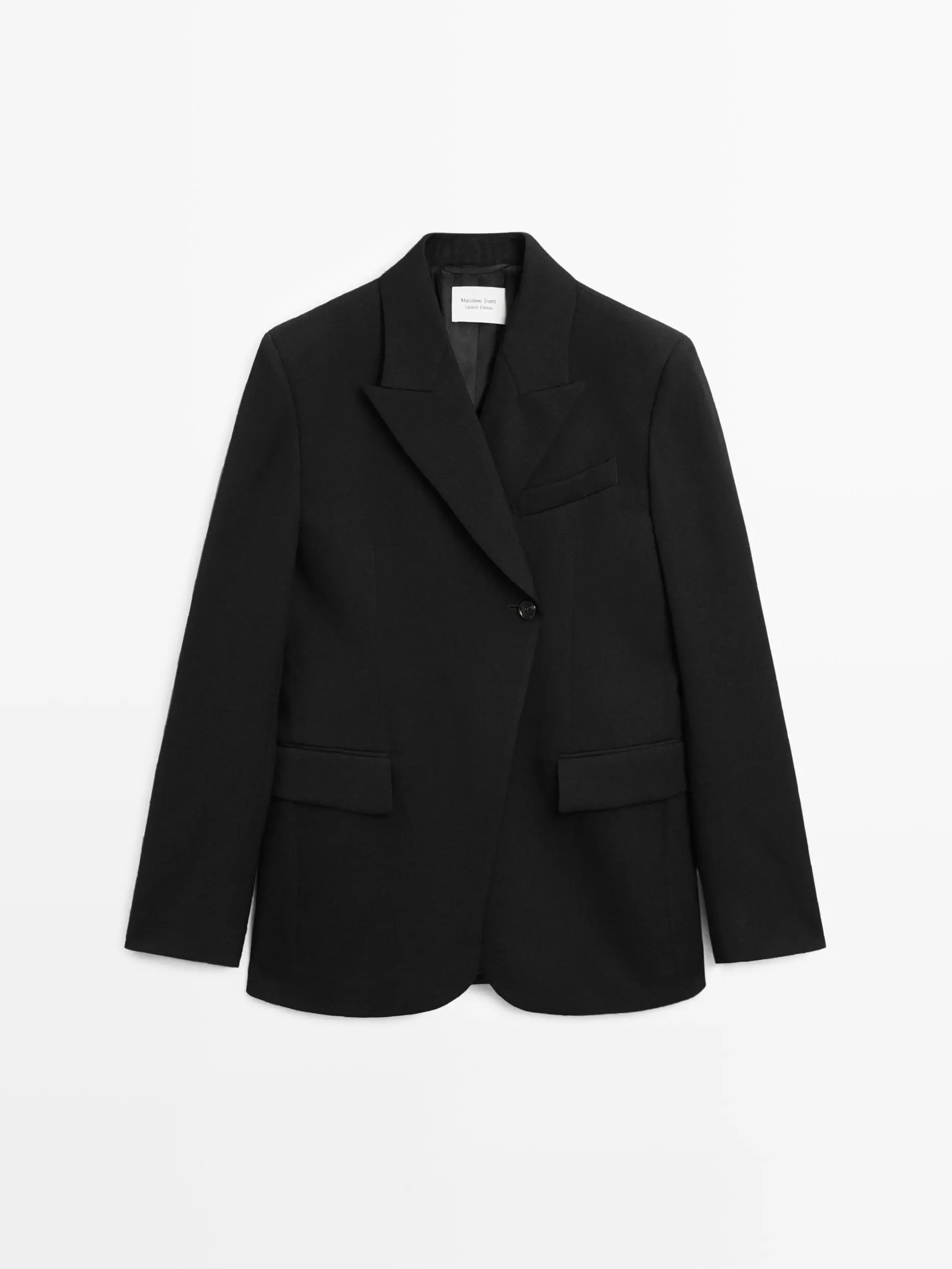 Allingentle blazer feminino de lã preta elegante trespassado regular ajuste jaqueta para festa escritório trabalho roupas personalizar