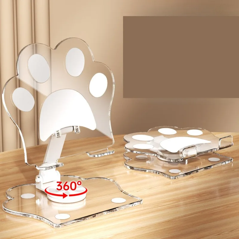 Cute Transparent Acrylic Tablet Phone Holder  Creative Rotating Folding Adjustment Support Frame  Lazy Desktop  Holder