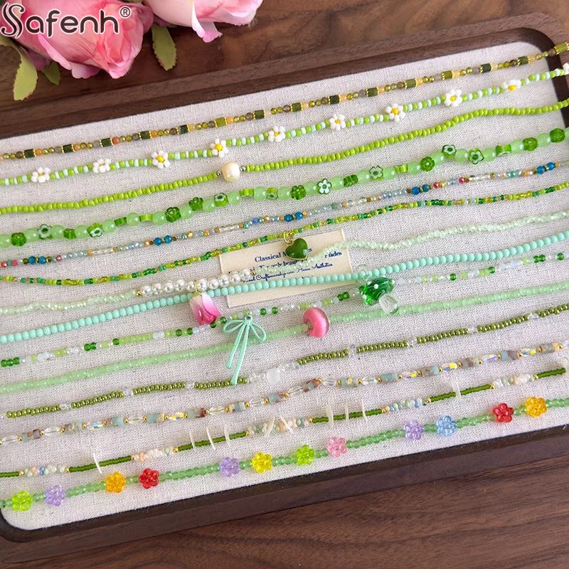 1 قطعة الصيف الأخضر اليدوية مطرز المختنق قلادة ضوء تصميم فاخر سلسلة الترقوة مجوهرات 2026 الإكسسوارات #4