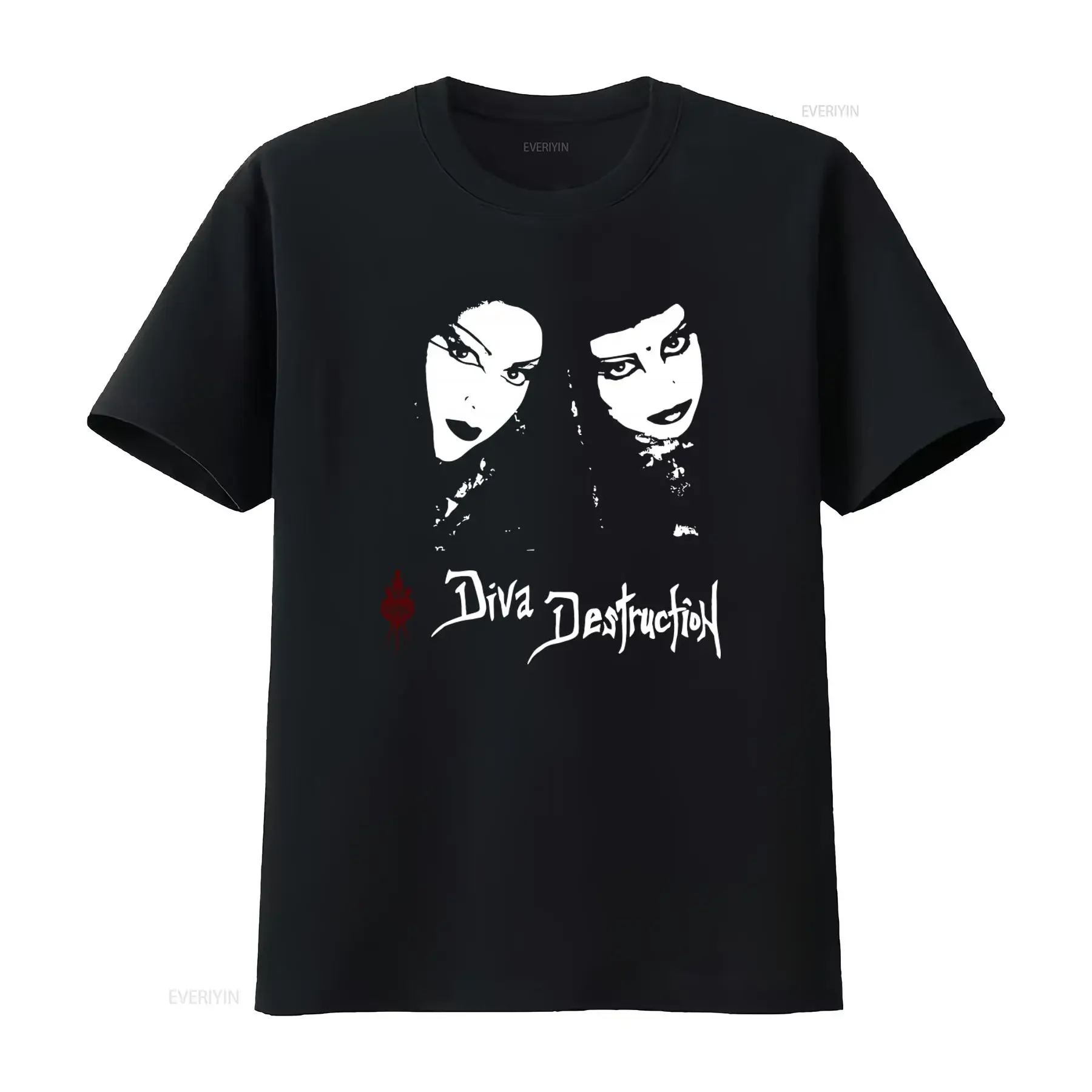 Stylish Diva Destruction Print T Shirt for Fashion Forward Individuals vintage Washed Breathable homme Comfortable