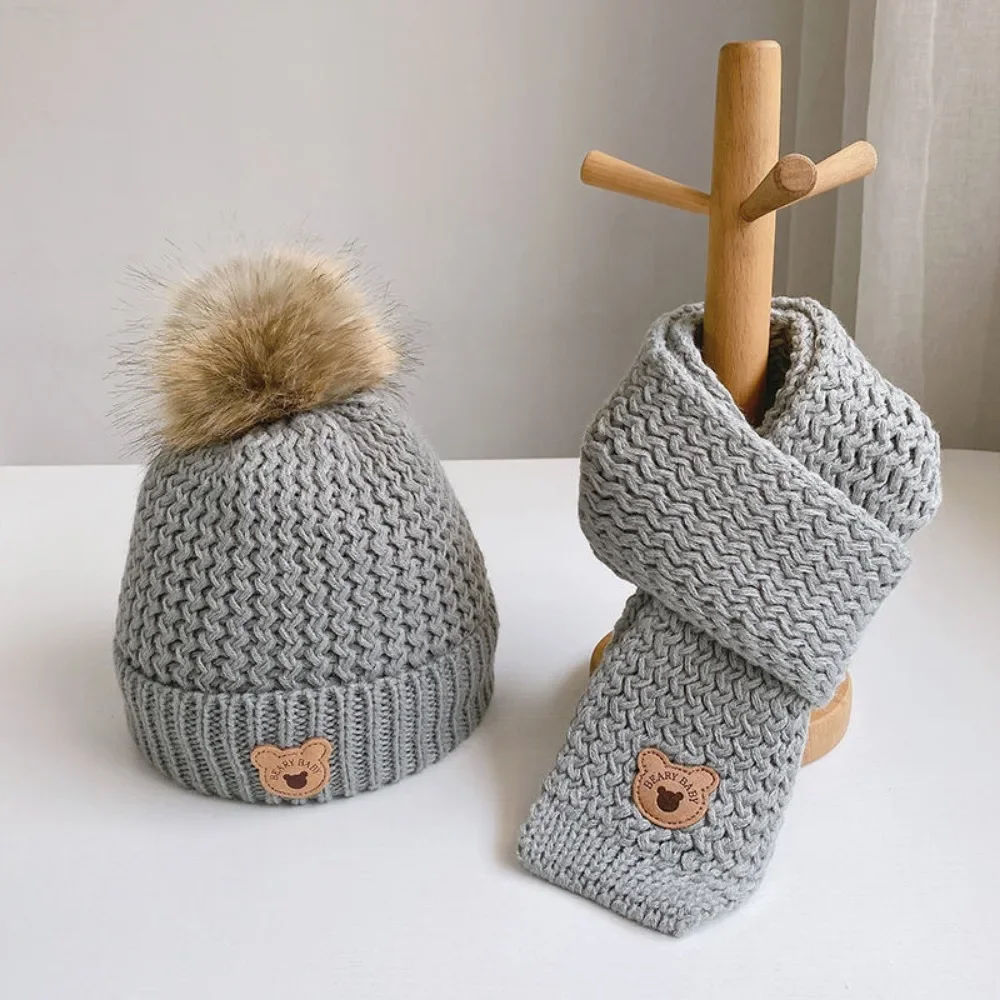 Winter Children\'s Hat Baby Woolen Hat Scarf Set Winter Knitted Comfortable Warm Hat for Boys and Girls