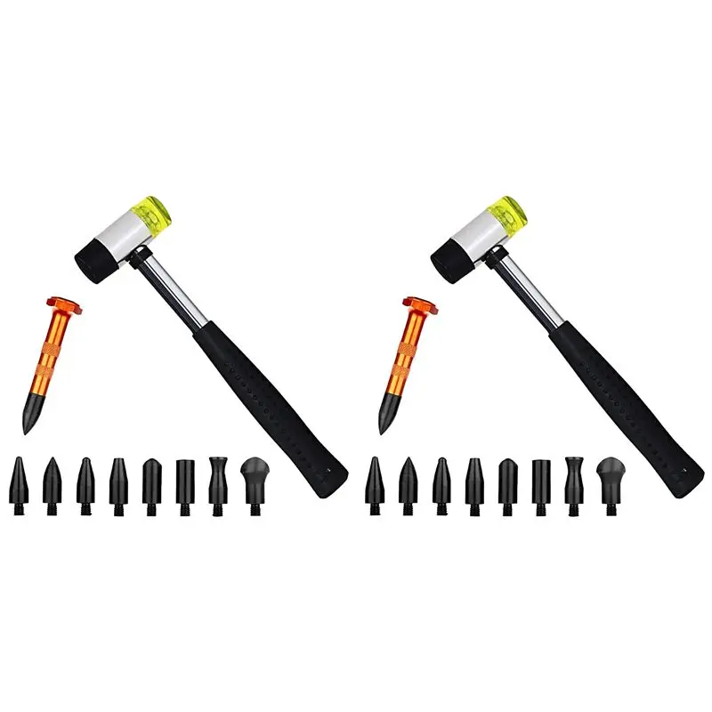 

20Pcs Car Body Paintless Dent Repair Tools With Knock Down Head Tap Down Tools Set Dent Repair Kit-T61C