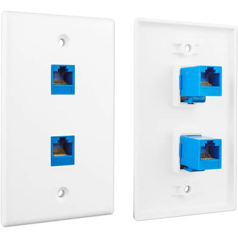 QWE-4-Pack 2 Port Ethernet Wall Plate, RJ45 Cat6 Female To Female Jack Inline Coupler Face Plates, 2-Port
