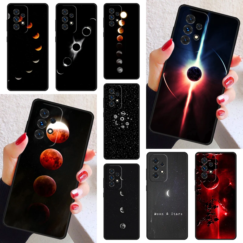 Moon Space Lunar Eclipse Planet Case Cover For Samsung Galaxy A52 A72 A73 A20e A21S A50 A70 A11 A12 A42 A31 A40 A51 A71 A32 A80