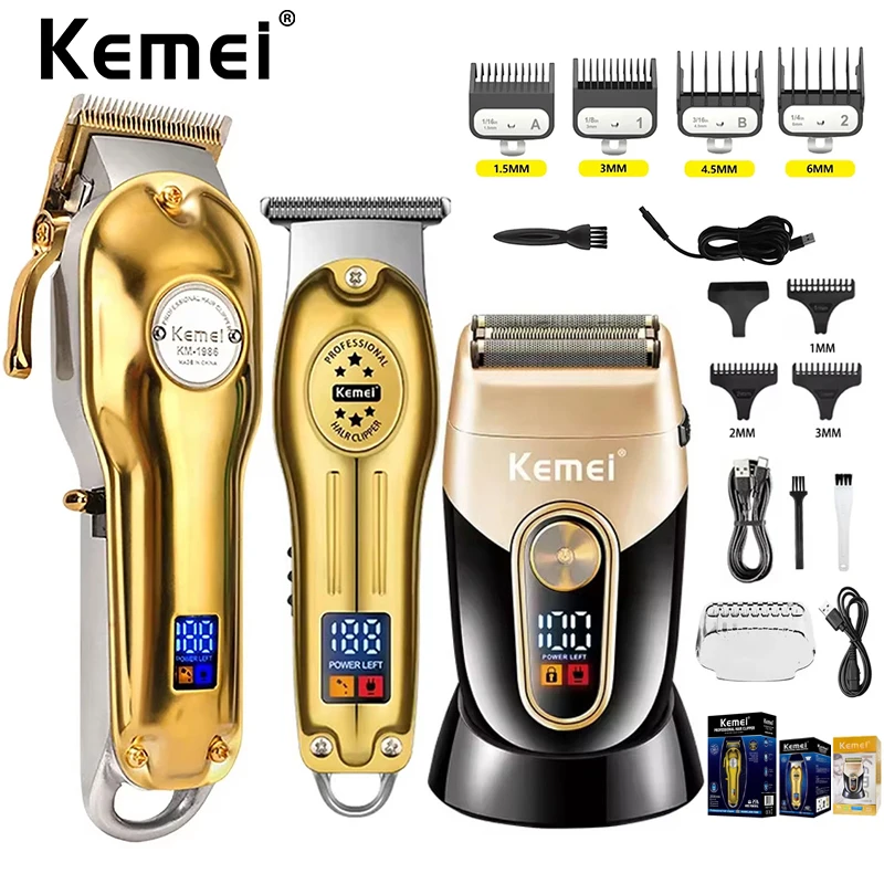 

Kemei Hair Clipper Kit for Men, Electric Shaver, Hair Trimmer, Professional Hair Cutting Machine, KM-1986, KM-678, KM-3209,Kit1