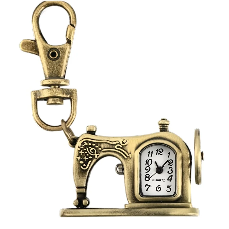 

*1PC Vintage Necklace Watch Clothes Car PocketSewing Machine Quartz Pocket Watch Small Wall Watch Keychain