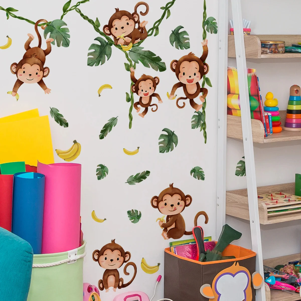 Акварельные обезьяны, дерево,  – обзор и цена Baby Nursery Panelling