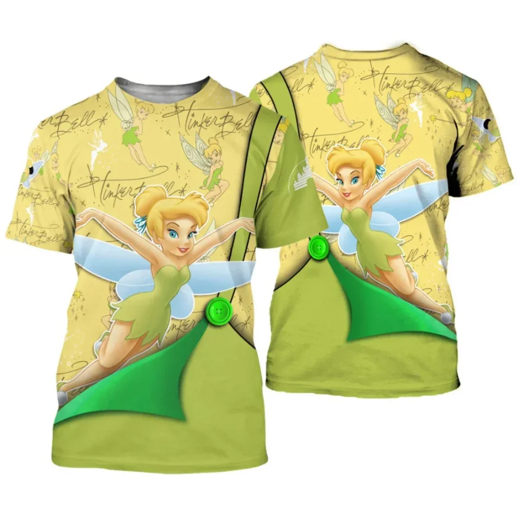 Green Tinker Bell Cross Comic Book Patterns Disney Cartoon 3D Oversize  T-Shirt Women's  T-shirt