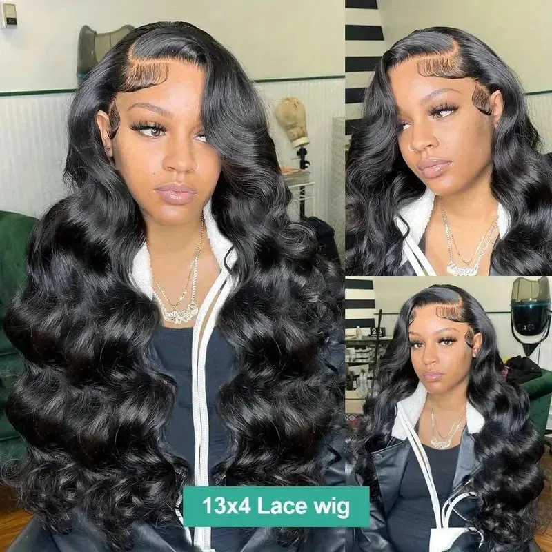 Natural Black 13x6 Lace Frontal Wig 24 Inch Body Wave 13X4 Front Wig 150% PrePlucked Water Wave For Women Human Hair Wigs