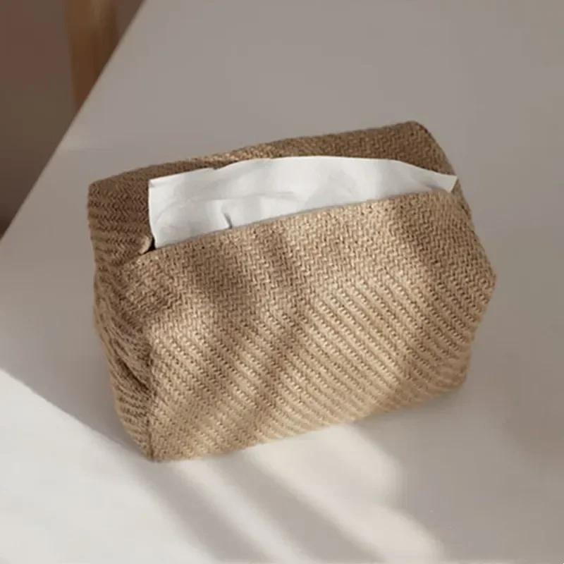 Nordic Cotton Linen Cloth Art Tissue Box Holder Car Tissue Holder Desk Table Napkin Holder Home Decor Handkerchief Box Gift