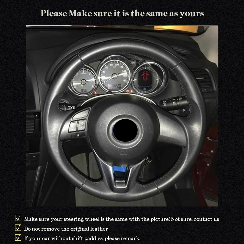 Custom Auto Steering Wheel Cover for Mazda 3 Axela 2013-2016 Mazda 6 Atenza 2014-2017 Mazda 2 2015-2017 Car Steering Wheel Cover