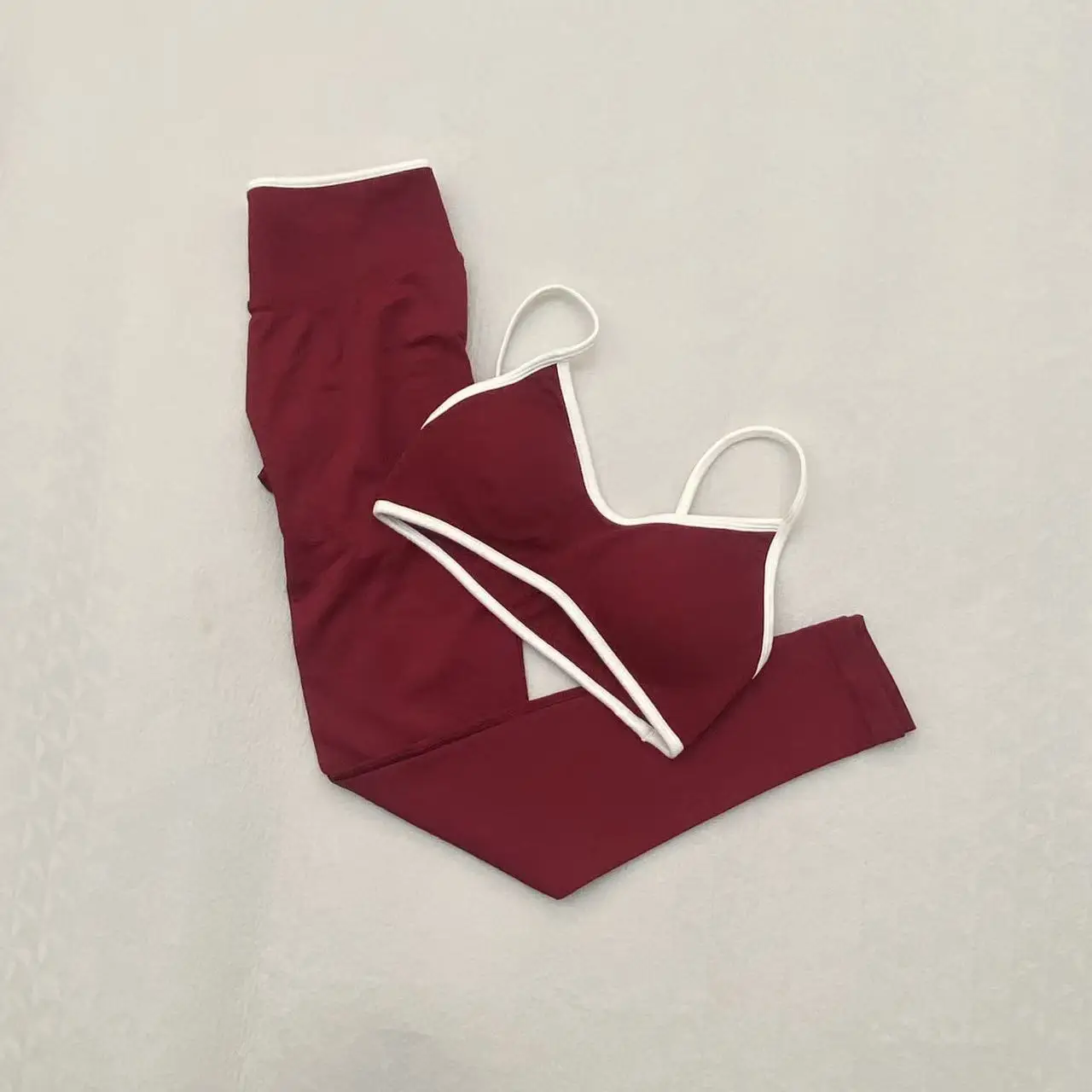 TEVEO New Contrast Color Sports Women's Suit Shockproof Bra Outdoor Fitness Wear Breathable Quick-drying Yoga Vest Pants Set