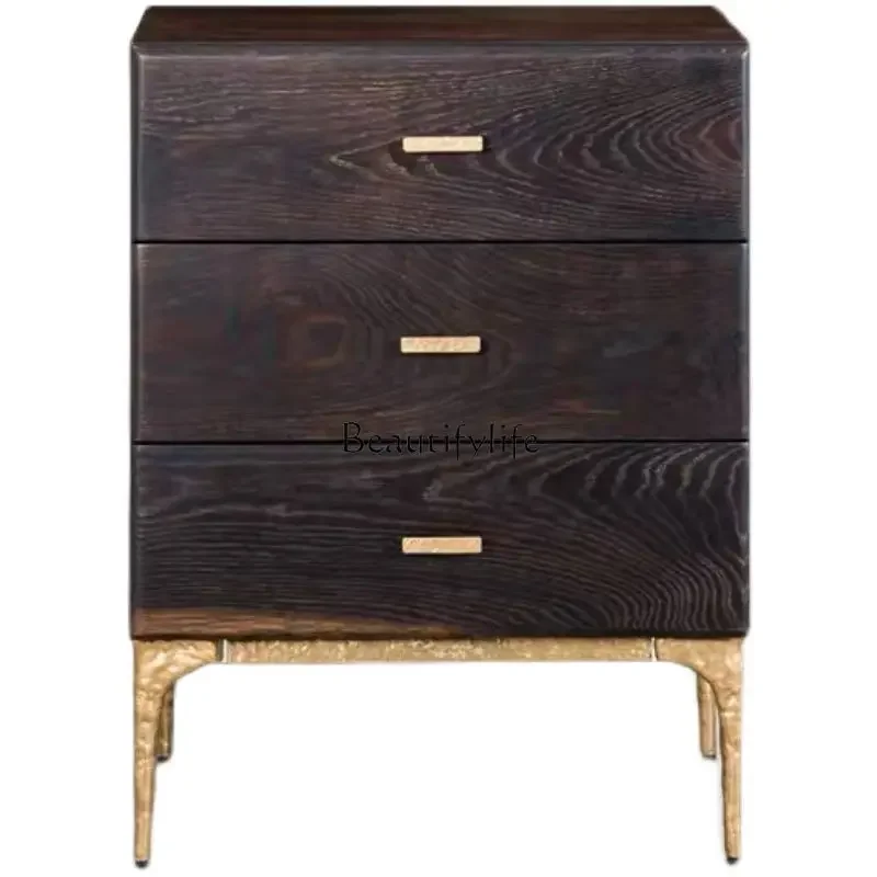 

XX39Solid wood imported three-drawer cabinet living room sofa retro industrial wind bedside table
