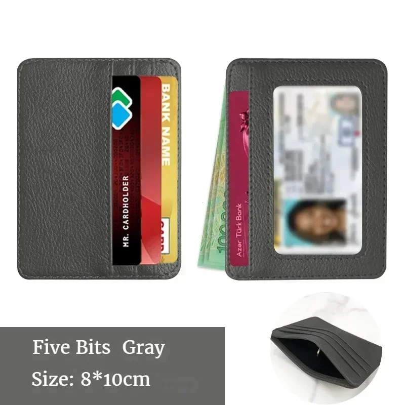 Ultra-thin Leather Mini Wallet Slim Bank Credit Card Holder Men's Business Small ID Case for Women Purse 4 Slots Cardholder