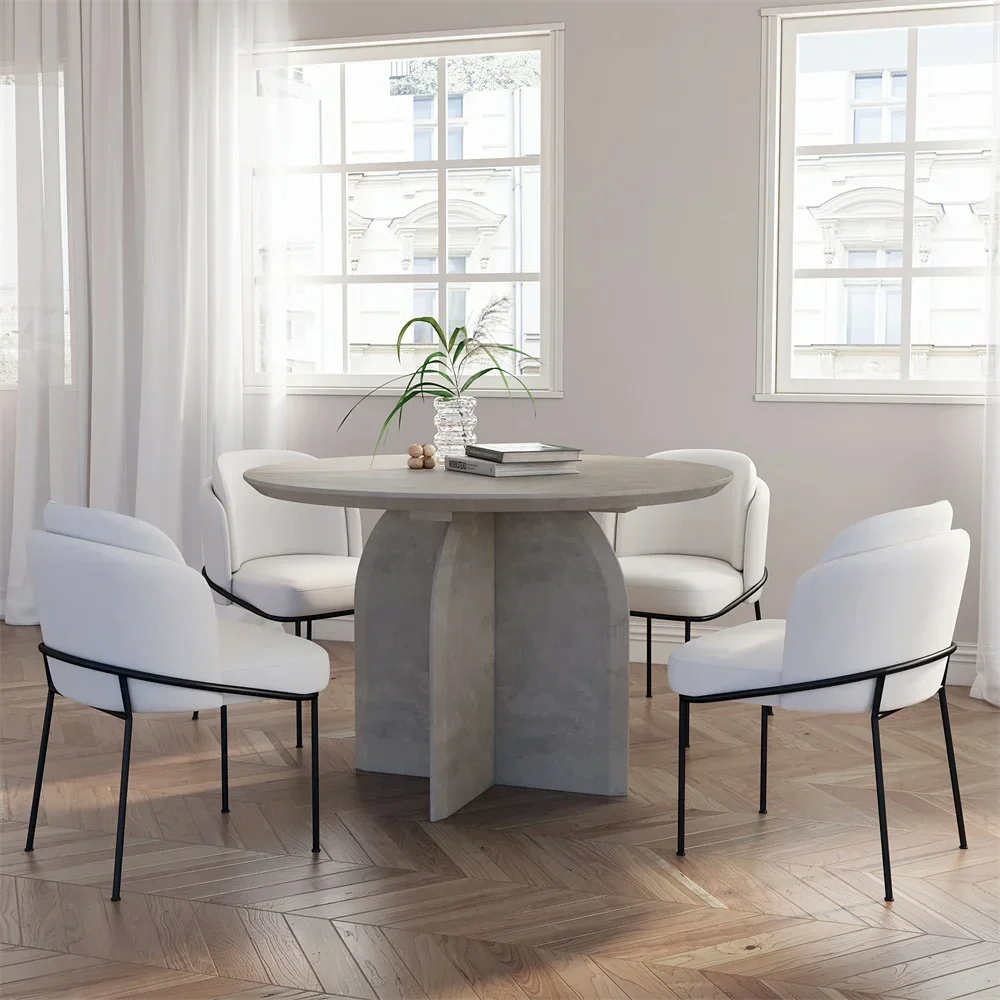 

A Modern Dining Room Furniture Solid Wood Muebles Round Full Wooden Dining Table Set Gray Nordic 4 Seater Tables