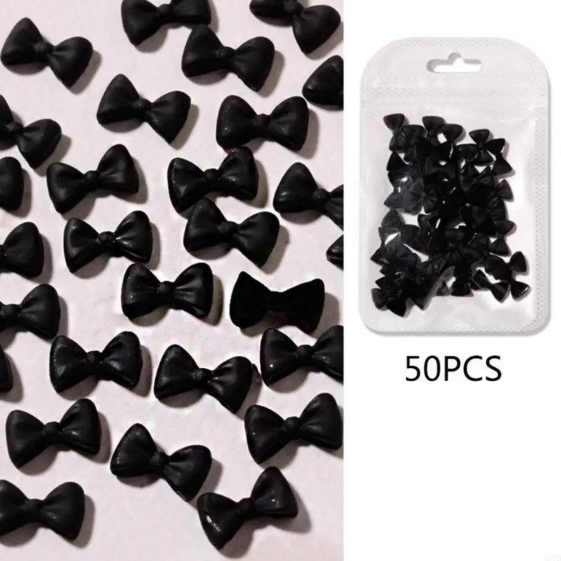 Y08D 50pcs/gói Bowknot Dễ thương Trang trí nghệ thuật Ribbon 3D Ribbon Phụ kiện làm móng đơn giản DIY Crafts Vật tư