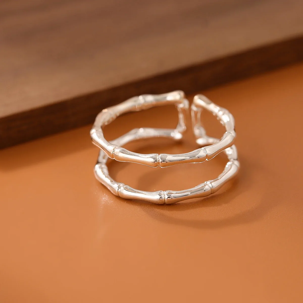 

New Fashion Jewelry Double-layer Bamboo Female 925 Sterling Silver Exquisite Popular Women Opening Rings R321