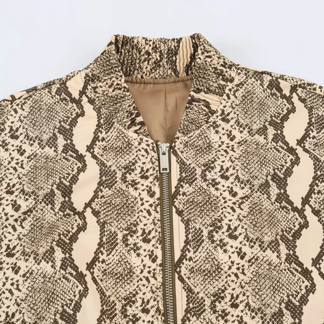 Early Autumn New Arrival Women's Fashion Simple Loose Snake Print Jacket Short Outerwear ZR Style Polyester Fiber Long Sleeve